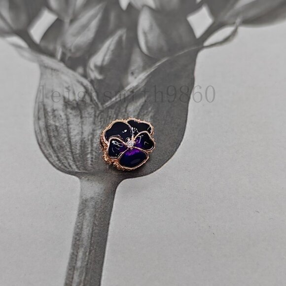 Pandora Deep Purple Pansy Flower Charm - Picture 5 of 5